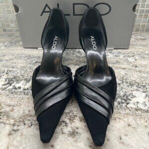 Aldo Vladimira Black Suede & Leather Pointed Toes Shoes 7